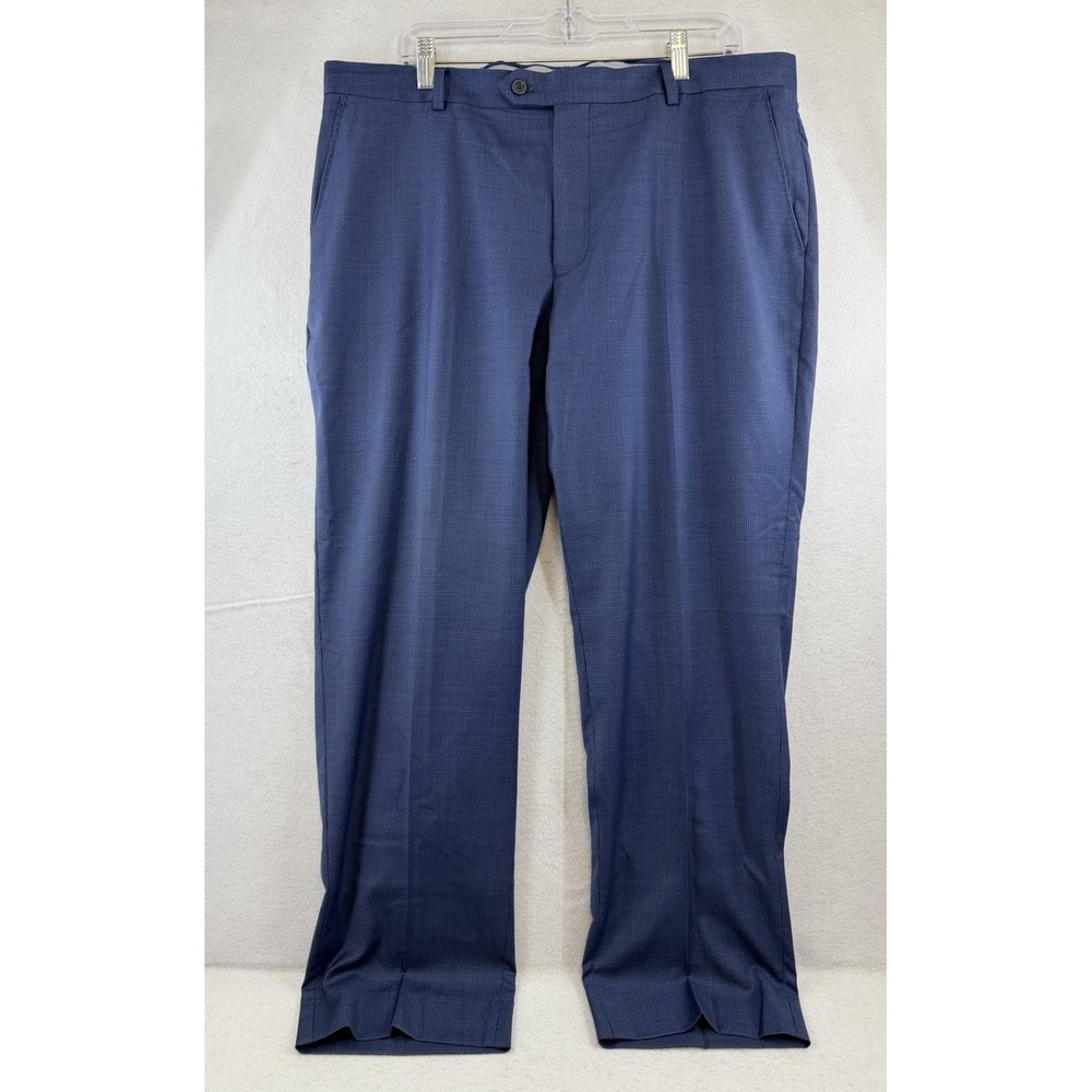 Jos A Bank 38x29 Blue Houndstooth 1905 Stretch Wool Blend Mens Dress Pants - Picture 3 of 10